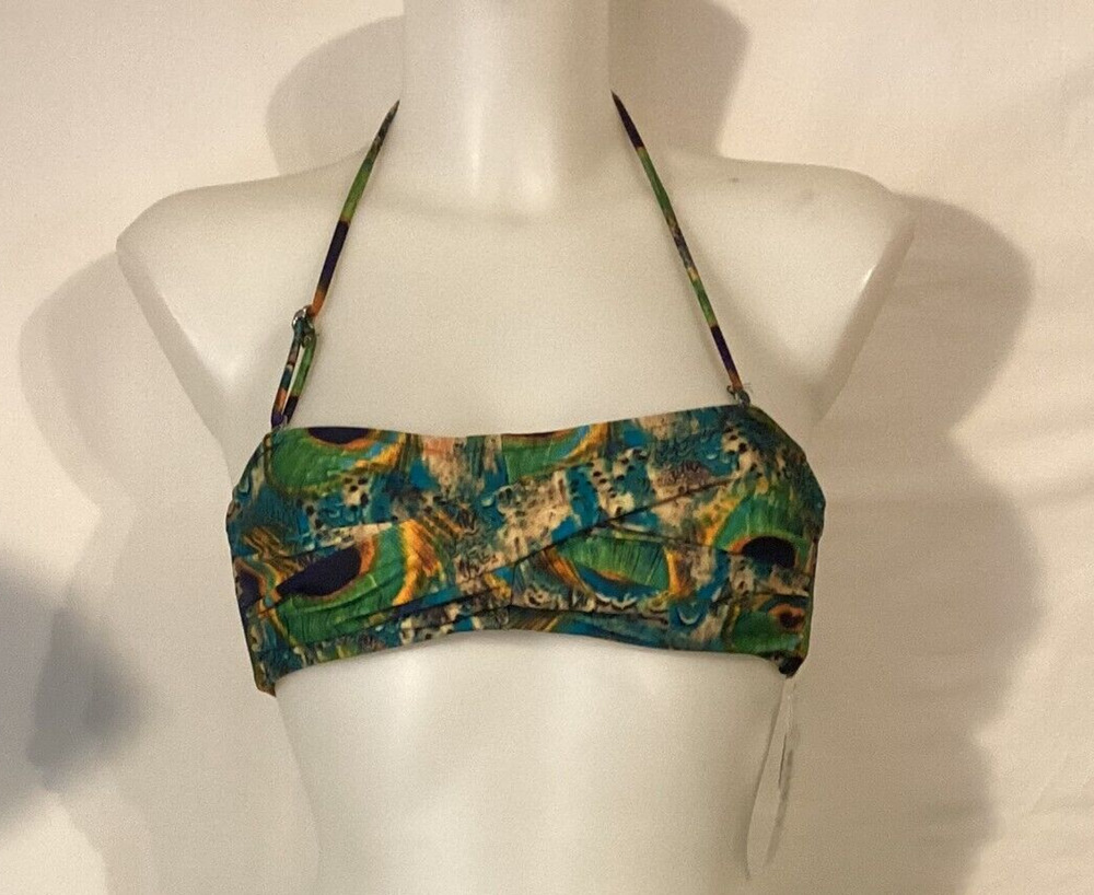 1137b NWT Bikini Bay Twisted Bandeau Top PPGR Green Plume Size 8